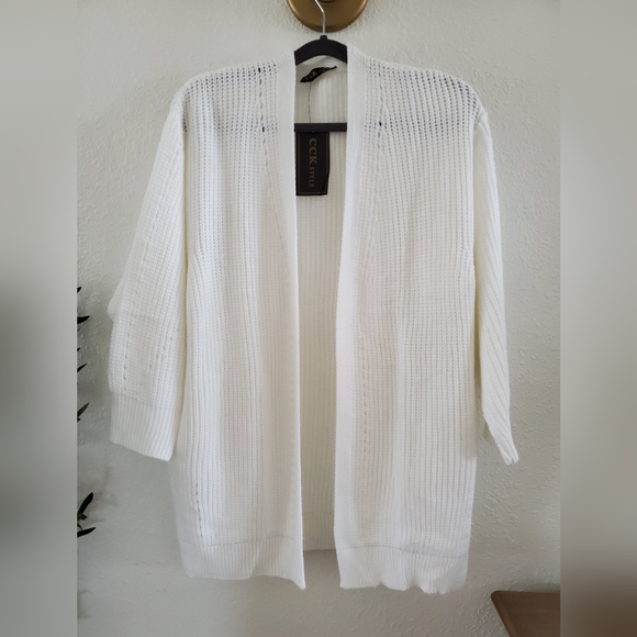 CCK STYLE Wool Blend Open Cardigan WOMEN'S 3X Pockets Drop shoulder sleeve - Picture 2 of 7